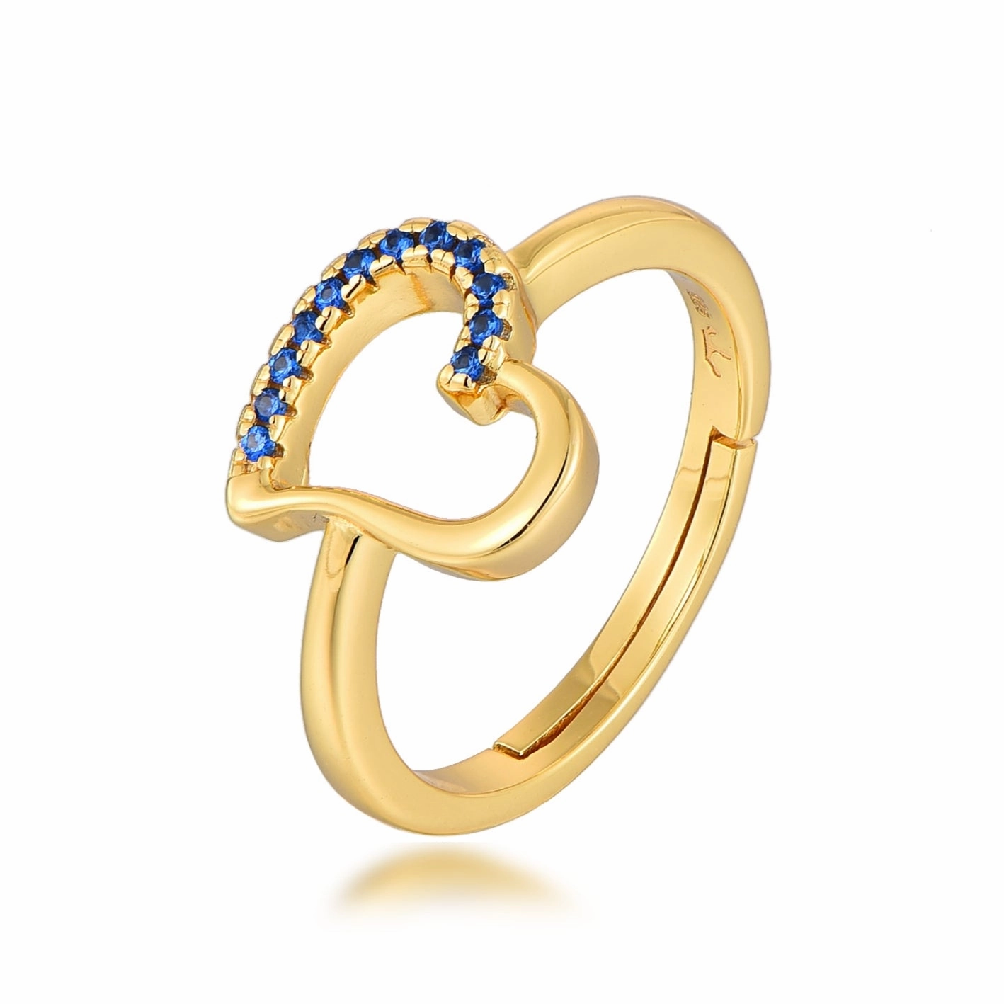 Luxury Edge Sterling Silver Gold Plated Colorful Angled Heart Ring