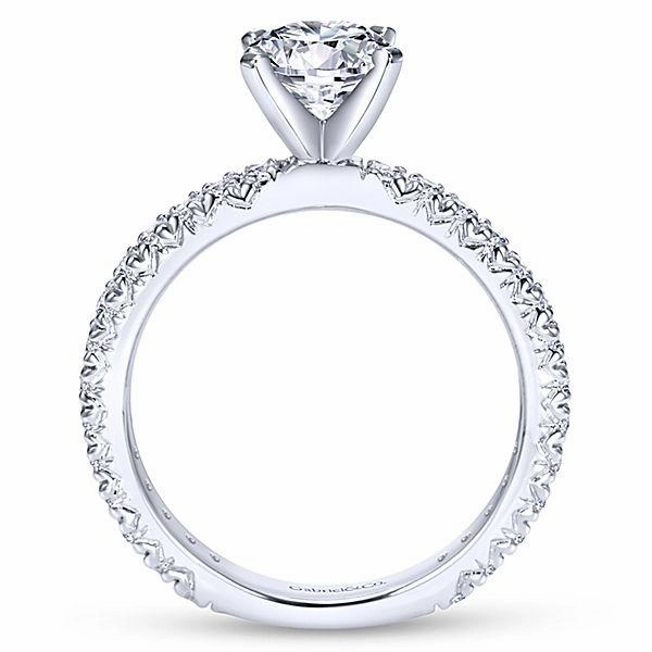 Pave Set Classic Round Diamond Ring .39Cttw 14K White Gold 34A Superior Design Shining Accent