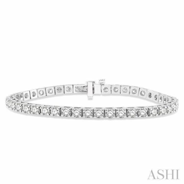 7 Ctw Square Shape Round Cut Diamond Tennis Bracelet in 14K White gold Limitless Mixes