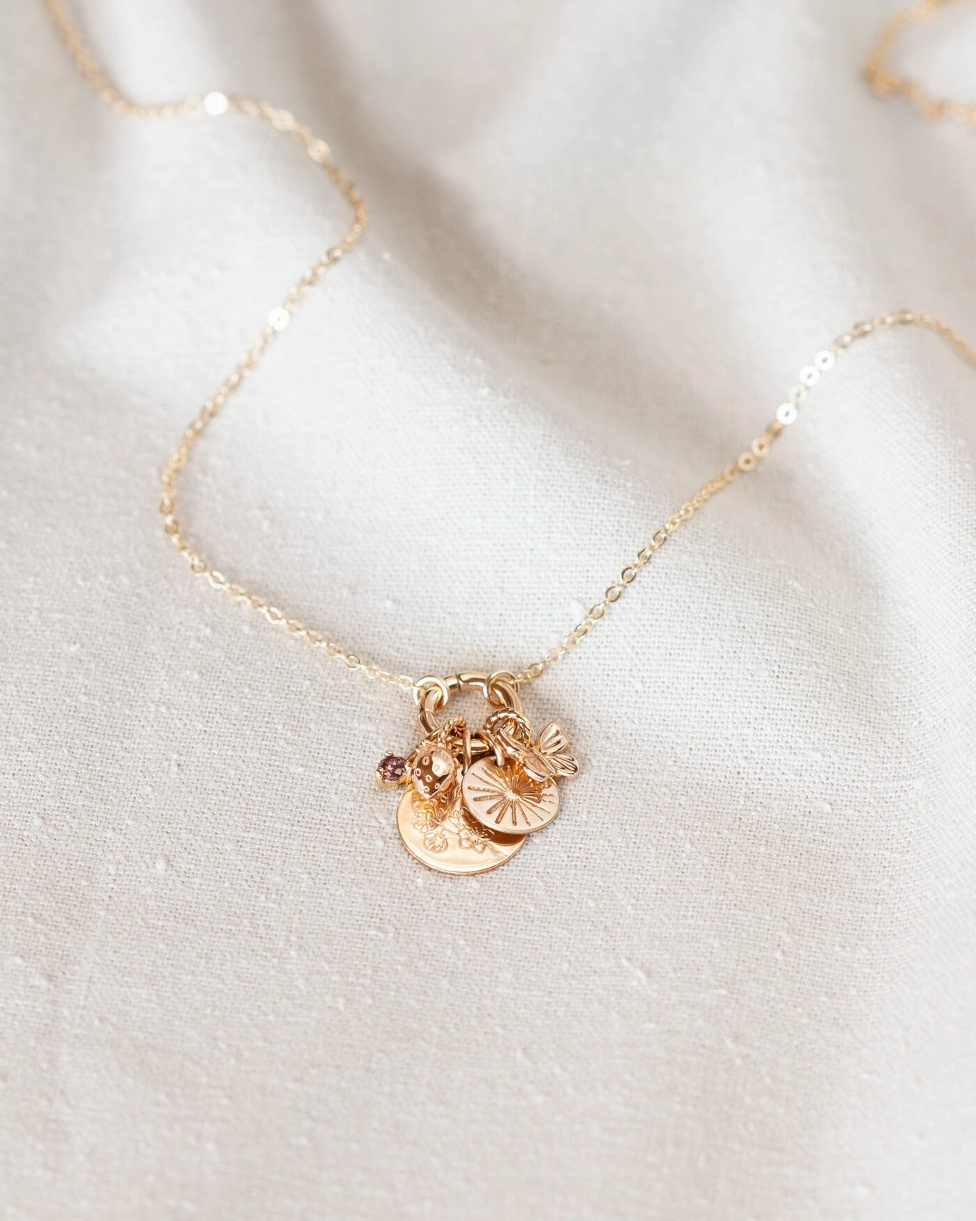 Contemporary Item Trend Setter Solid Gold Charm Holder Necklace