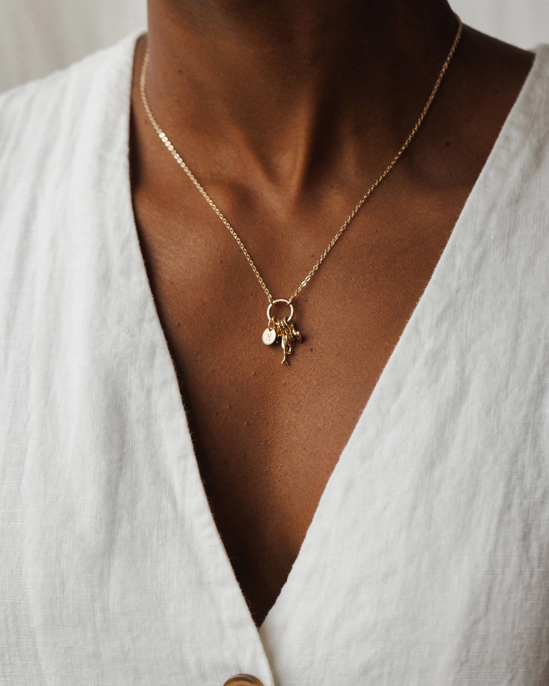 Beach Vibe Vintage Accessory Solid Gold Charm Holder Necklace