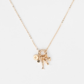 Active Wear For Beauty Solid Gold Charm Holder Necklace