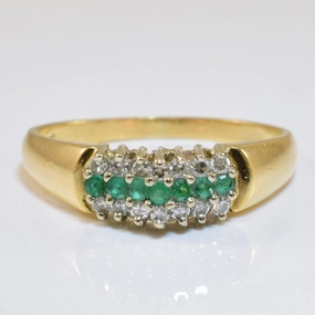 Pointed Emerald & Diamond Ring | 0.14ctw, 0.14ctw | SZ 7.5 | Everyday Glow Balanced Feature