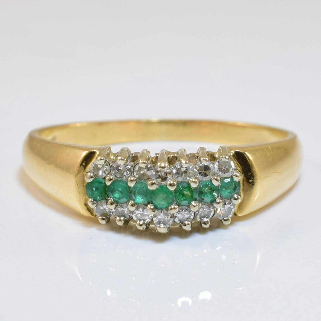 Pointed Emerald & Diamond Ring | 0.14ctw, 0.14ctw | SZ 7.5 | Everyday Glow Balanced Feature