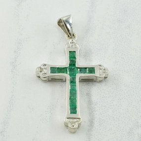 Emerald & Diamond Cross Pendant | 0.25ctw, 0.02ctw | Modern Accessory Pure Brilliance