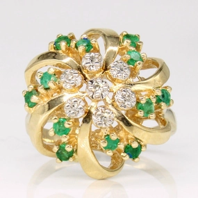 Classic Charm Fresh Light Emerald & Diamond Cocktail Ring | 0.36ctw, 0.05ctw | SZ 6 |