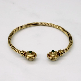 Bold Finish Gala Look Emerald & Diamond Open Bangle | 0.52ctw, 0.24ctw | 7 |