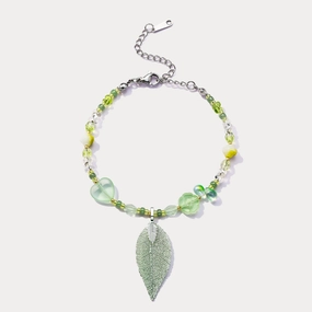 Sparkle Ready Green Leaf Bead Bracelet