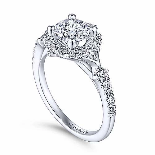 Urban Favorite HighEnd Memento Victorian Round Halo Diamond Ring .34 Cttw 14k White Gold 581A