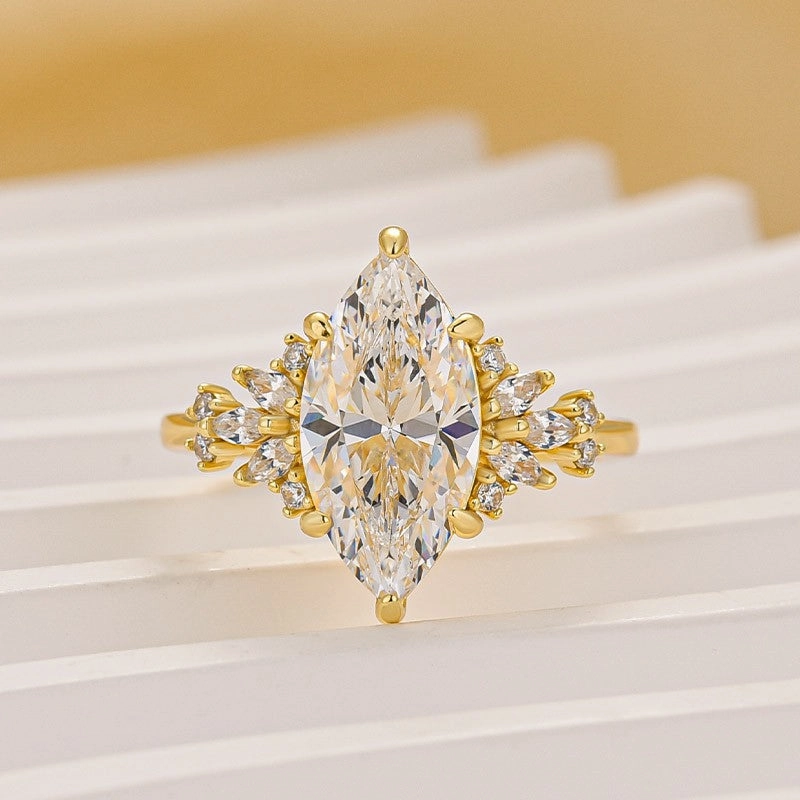 Stylish Flow Occasion Look Vintage 3.0Ct Marquise Cut Engagement Ring Travel Ring In Sterling Silver