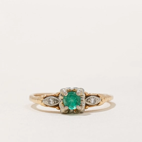 Elegant accessories Radiant Touch Vintage Emerald & Diamond Ring | 0.17ct, 0.02ctw | SZ 6.5 |