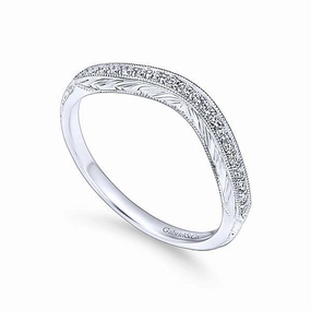 Vintage Curved Diamond Ring  .09 Cttw 14K White Gold 197B Timeless Balance Delicate Trinket