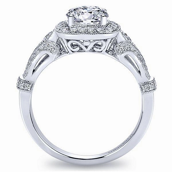 Machine made Fine Craft Vintage Style Halo Diamond Ring .39 Cttw 14K White Gold 308A