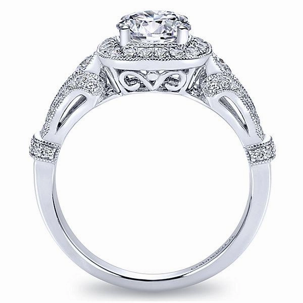 Low-Cost Work Vintage Style Halo Diamond Ring .39 Cttw 14K White Gold 308A