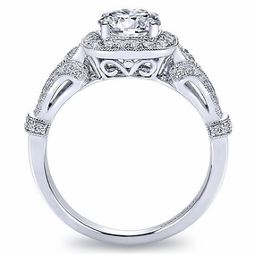 Luxury Choice Elegant Addition Vintage Style Halo Diamond Ring .39 Cttw 14K White Gold 308A