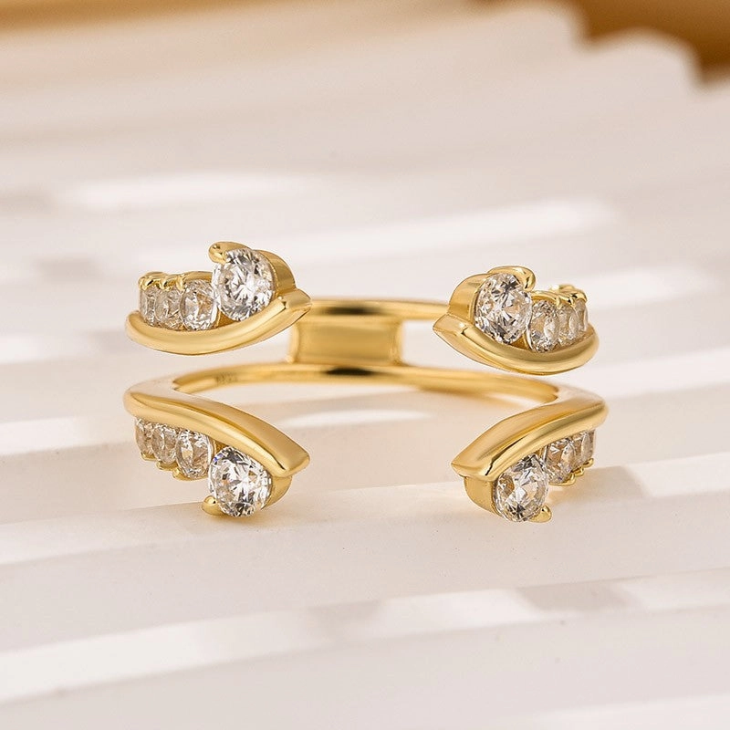 Understated Detail Signature Touch Vintage Vine Yellow Gold Jacket Wedding Band In Sterling Silver