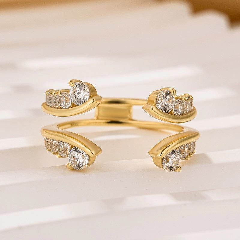 Modern Contour Vintage Vine Yellow Gold Jacket Wedding Band In Sterling Silver