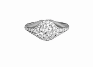 Shiny Expression CONTEMPORARY DIAMOND HALO RING WITH DIAMONDS DOWN SHANK
