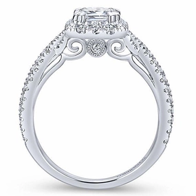 Secure Embellishment Budget Decoration Emerald Cut Crossover Shank Halo Diamond Ring .69 Cttw 382A