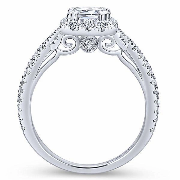 Ornate Product simple design Emerald Cut Crossover Shank Halo Diamond Ring .69 Cttw 382A