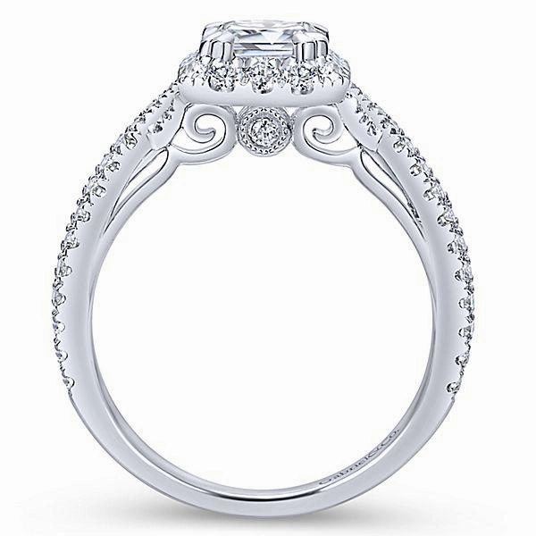 Emerald Cut Crossover Shank Halo Diamond Ring .69 Cttw 382A Handmade Quality Traditional Gift