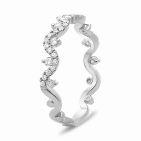 Creative Jewelry Chic Product WAVY WHITE GOLD DIAMOND BAND