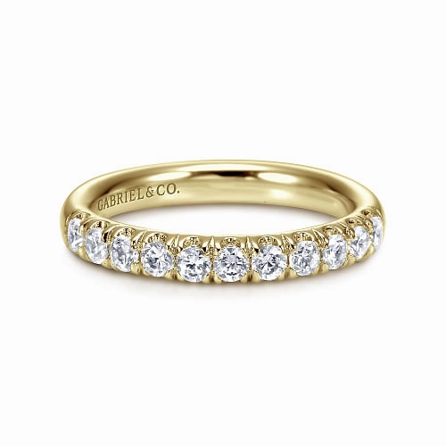 Portofino - 14K Yellow Gold French Pave Diamond Wedding Band Exquisite Object Strong Symbol