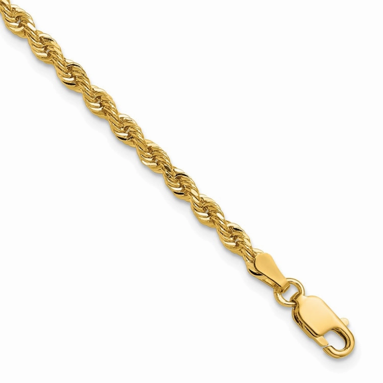 14K 8 inch 3mm Diamond-cut Rope with Lobster Clasp Chain Quest Sight Significant Composite