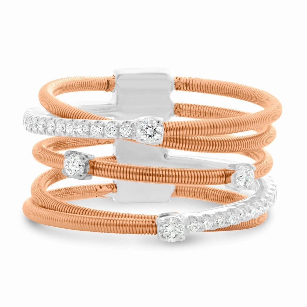 Cool Look white and rose gold overlapping coil ring