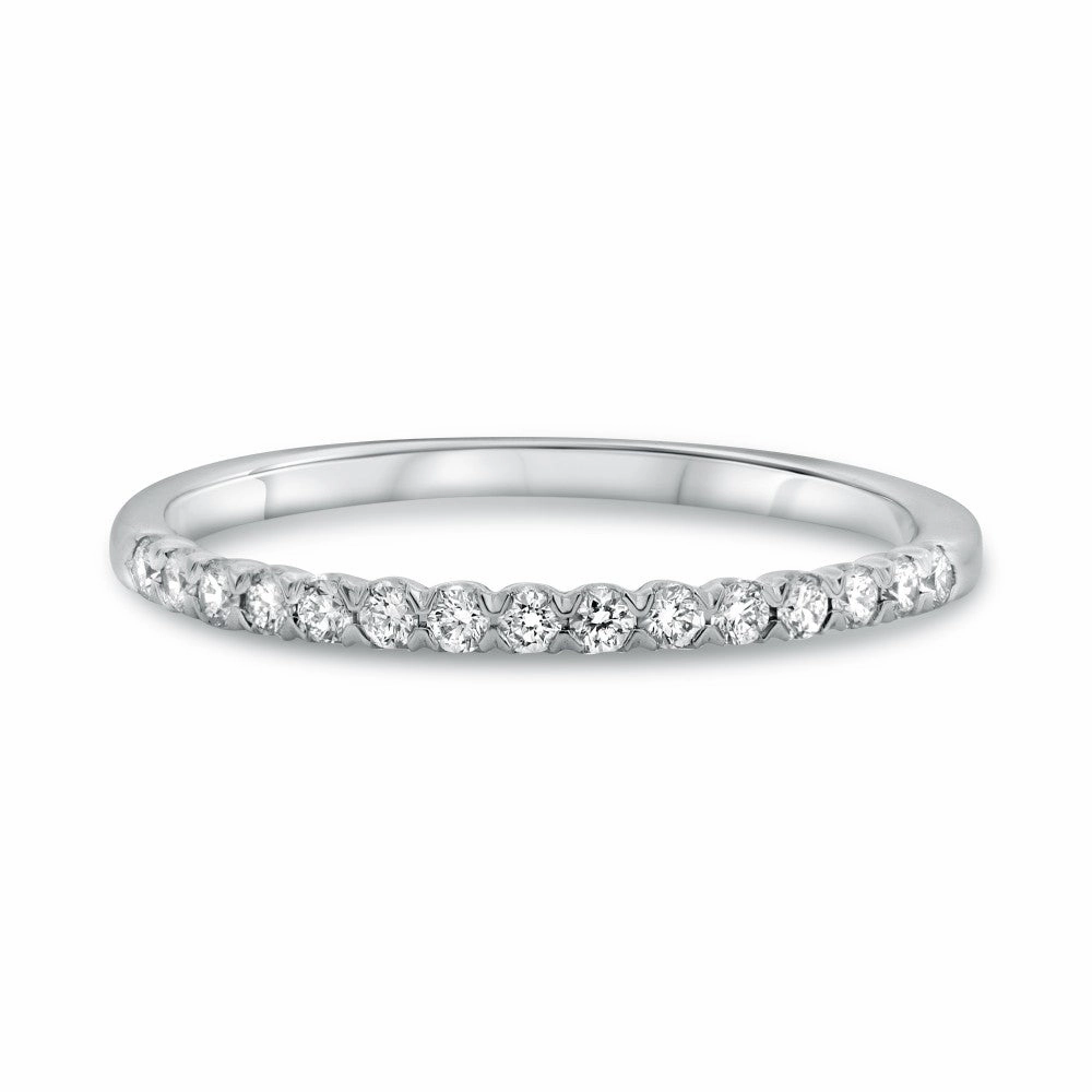 Easy Use White Gold Fishtail Half Pave Band
