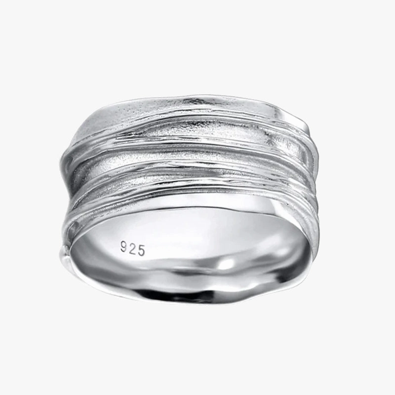 Wide Band Ring 925 Sterling Silver Ripple Thumb Ring Lively Spirit
