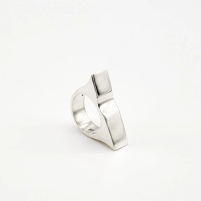 Amazing Work Wide Triangle Sterling Silver Ring