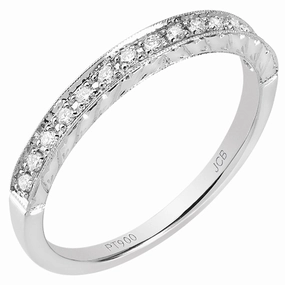 14 Karat White Gold Engraved Diamond Stackable Ring Secure Jewelry