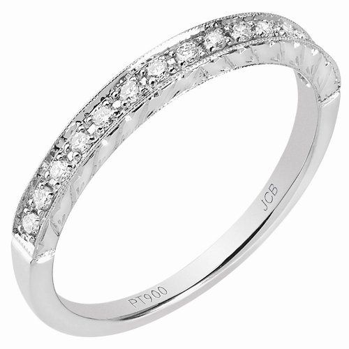 Timeless Proportion 14 Karat White Gold Engraved Diamond Stackable Ring