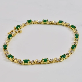 Emerald and Diamond Bracelet | 0.26 ctw SZ 7.5" | Sophisticated Design Finish