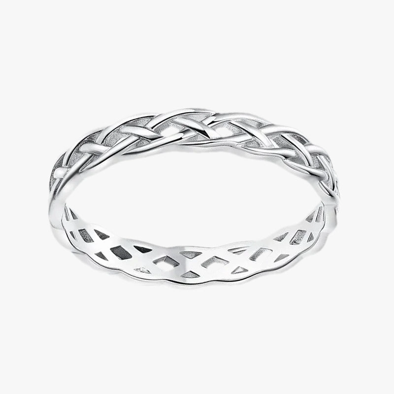 Glam Ready Sleek Shape Woven Unisex Celtic Knot Eternity Wedding Band