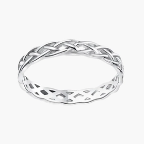 Woven Unisex Celtic Knot Eternity Wedding Band Trendy Pieces