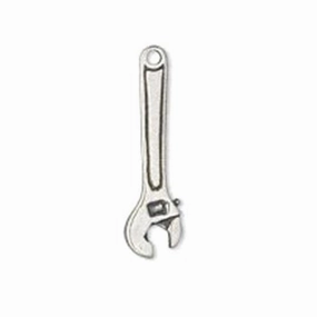 Gift Choice Daily Accessories Wrench Tool Charm Antiqued Sterling Silver Double Sided