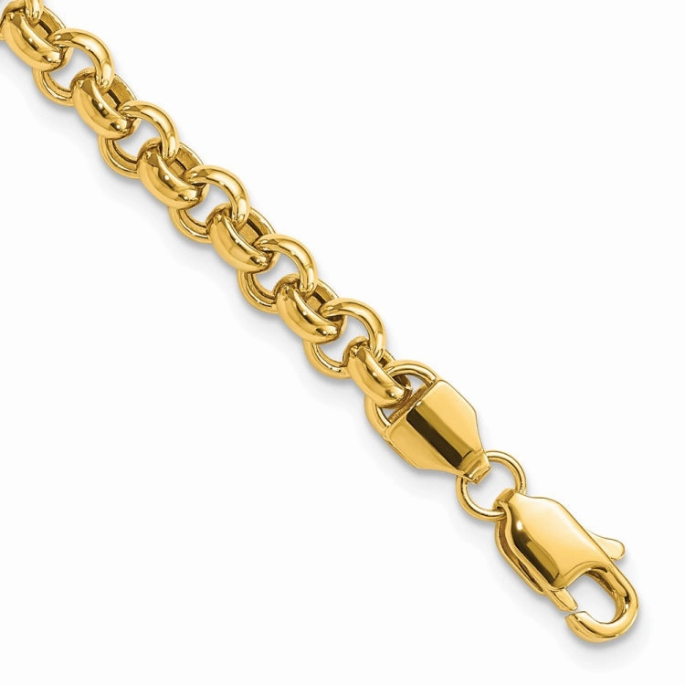 Diamond Grade 14k Polished Fancy 5mm Rolo Link 7.5 inch Bracelet