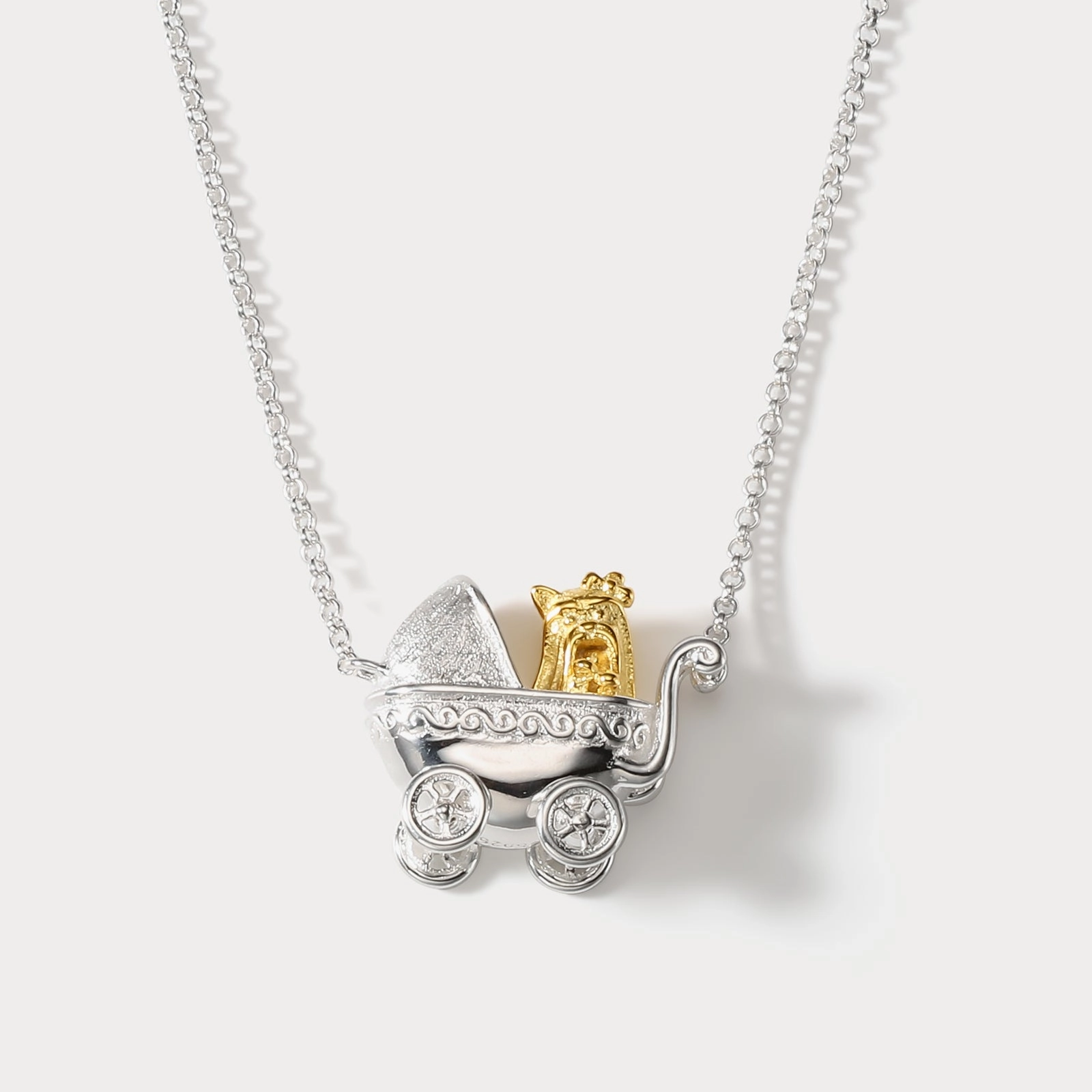 Polished Spark Luxury Charm Yorkshire Terrier Pram Necklace